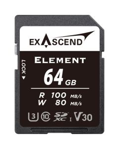 Exascend  SD card  64GB  Element R100 W80 MB/s UHS-IC10V30 