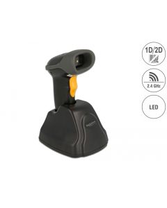 Delock 2.4 GHz barcode scanner 1D and 2D with charging station