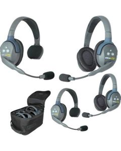 Eartec UltraLITE UL422 HD Kit - 2x Single + 2x Double Ear Headphones, case, char